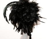Headdress with black feathers, flowers, and beaded tassels Flapper Tribal fusion Dark fusion headpiece Fascinator