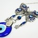Butterfly Wall Hanging Amulet Handmade Turkish Silver Plated Evil Eye Bead