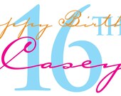 Sweet 16, Birthday, Party, Logo, Business Custom Monogram (M7)