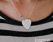 heaven is a place on earth engraved guitar pick necklace, choose Swarovski accent