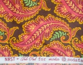 Nest Tula Pink Feather in red/gold on brown moda fabrics FQ or more