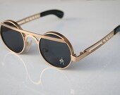 Hi Tek vintage gold round silver metal sunglasses Steampunk style  unusual