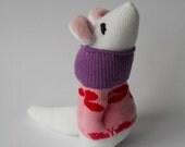 Toy stuffed animal sock animal mouse doll sock creature purple pink