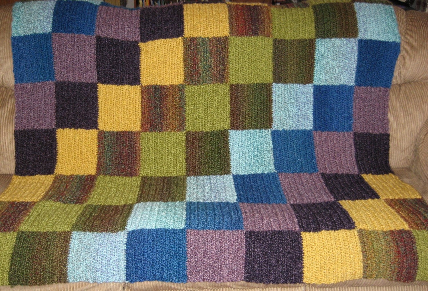 Cozy, Colorful, Crocheted Block Afghan - Easy Care Machine Wash and Dry