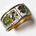 Vintage Enameled Peacock Clamper Hinged Bracelet