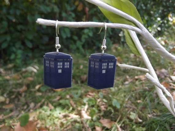 TARDIS earrings Doctor Who inspired earrings police box earrings