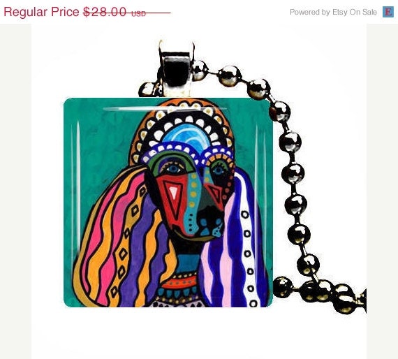 50 OFF SALE - Jewelry Dog Jewelry Dog - Standard Poodle Pendant Necklace Charm Necklace Dog Tag Jewelry Silver Glass Christmas Gift abstrac