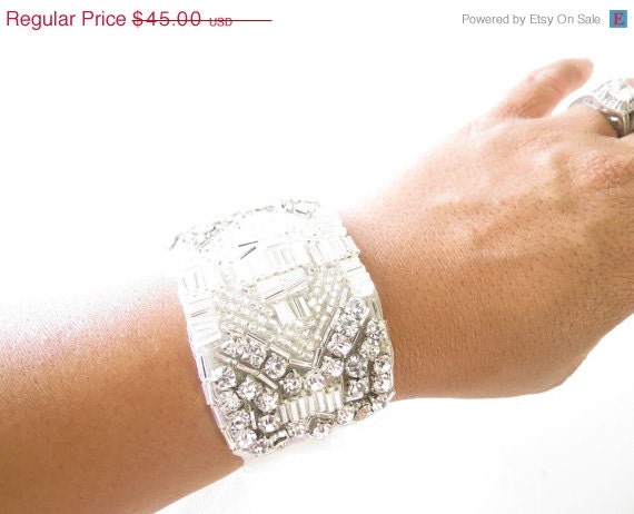 20% OFF Rhinestone Bridal Bracelet With a Ivory Tulle Bow