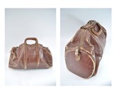 vintage leather carry on bag weekender tote 1940s horsehide vintage leather bag duffle duffel