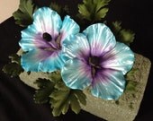 Gum Paste Hawaiian Hibiscus Cake Decorations Blue and Purple Gumpaste