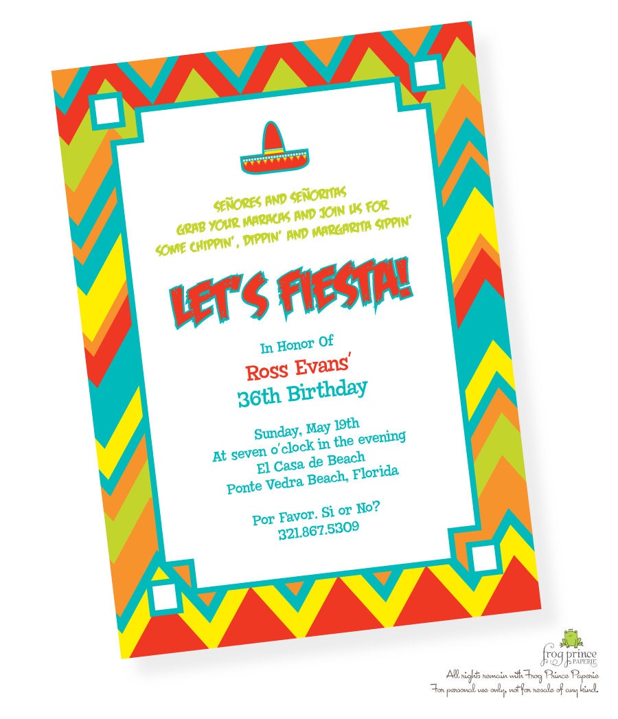 Fiesta Cinco de Mayo Custom Printable Invitation Il_170x135