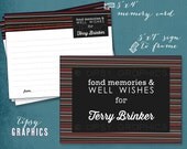 Fond Memories & Well Wishes Printable Advice Cards. Masculine Stripe Design by Tipsy Graphics. Retirement, Milestone Birthday, Going Away Il_170x135