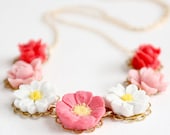 Pink Rose and Daisy Necklace For Girls