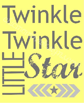 Twinkle Twinkle Little Star Yellow Gray Grey Nursery Wall Art Print Subway Art Typography Digital Download Print