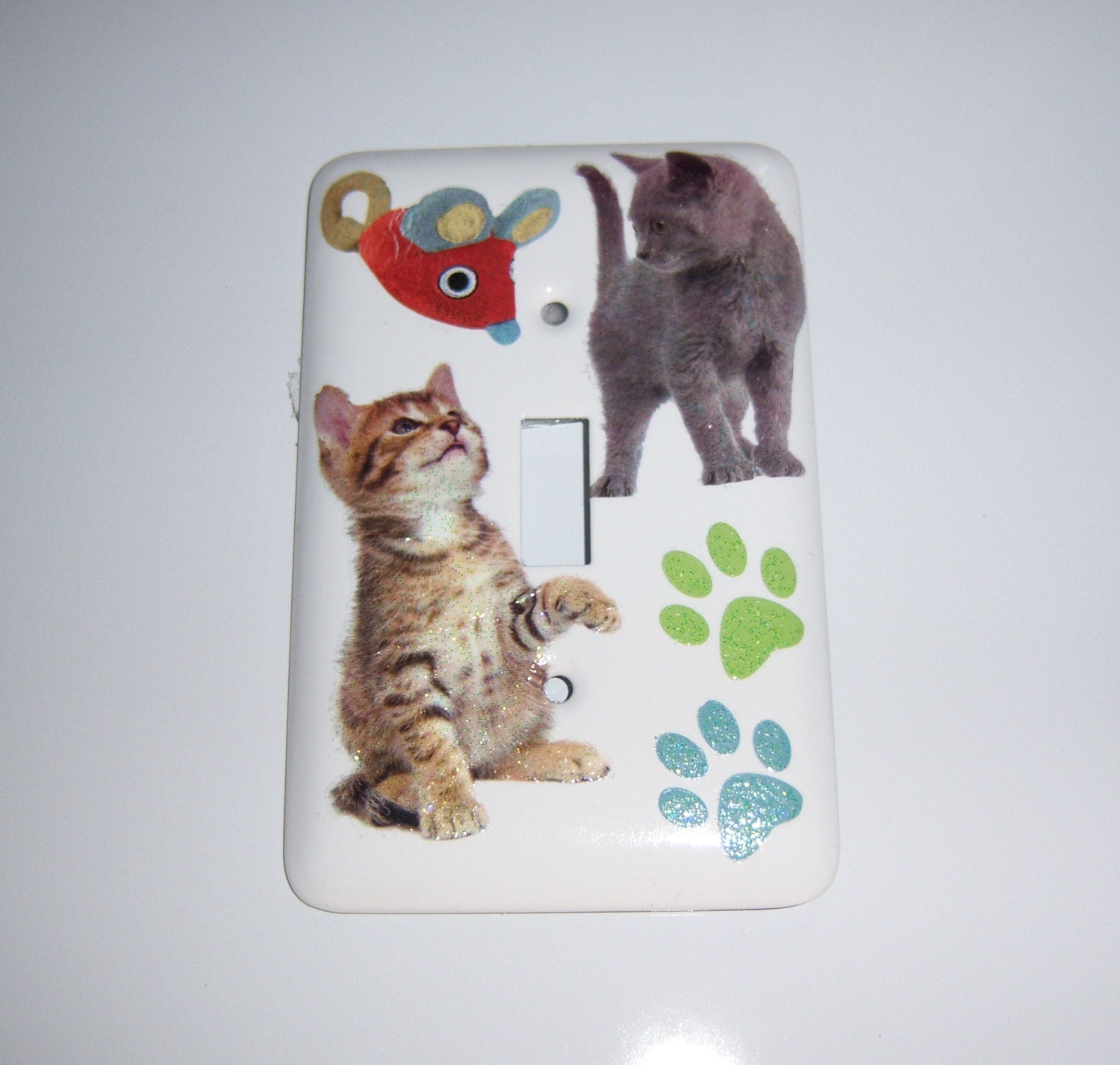 Kitties and mouse steel single light switch cover