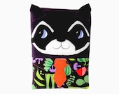 Ipad mini case / sleeve raccoon "working boy" - in purple fleece