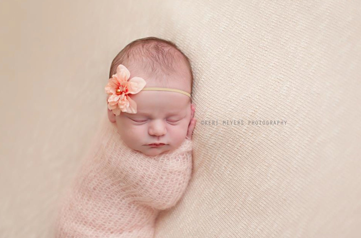 Peach Flower Headband