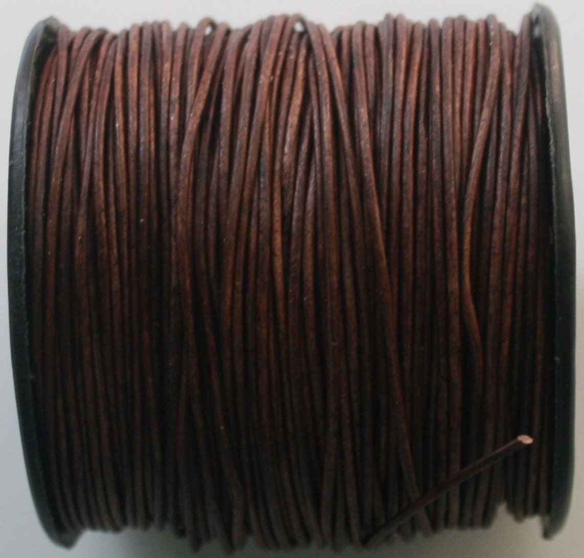 3 Yards of Naturally Dyed .5mm Leather Cord in Red Brown