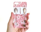 Spooning iPhone 5 Plastic Case. Sweet Gadget Accessory. Unique Gift, Vintage Spoons, Floral Pink