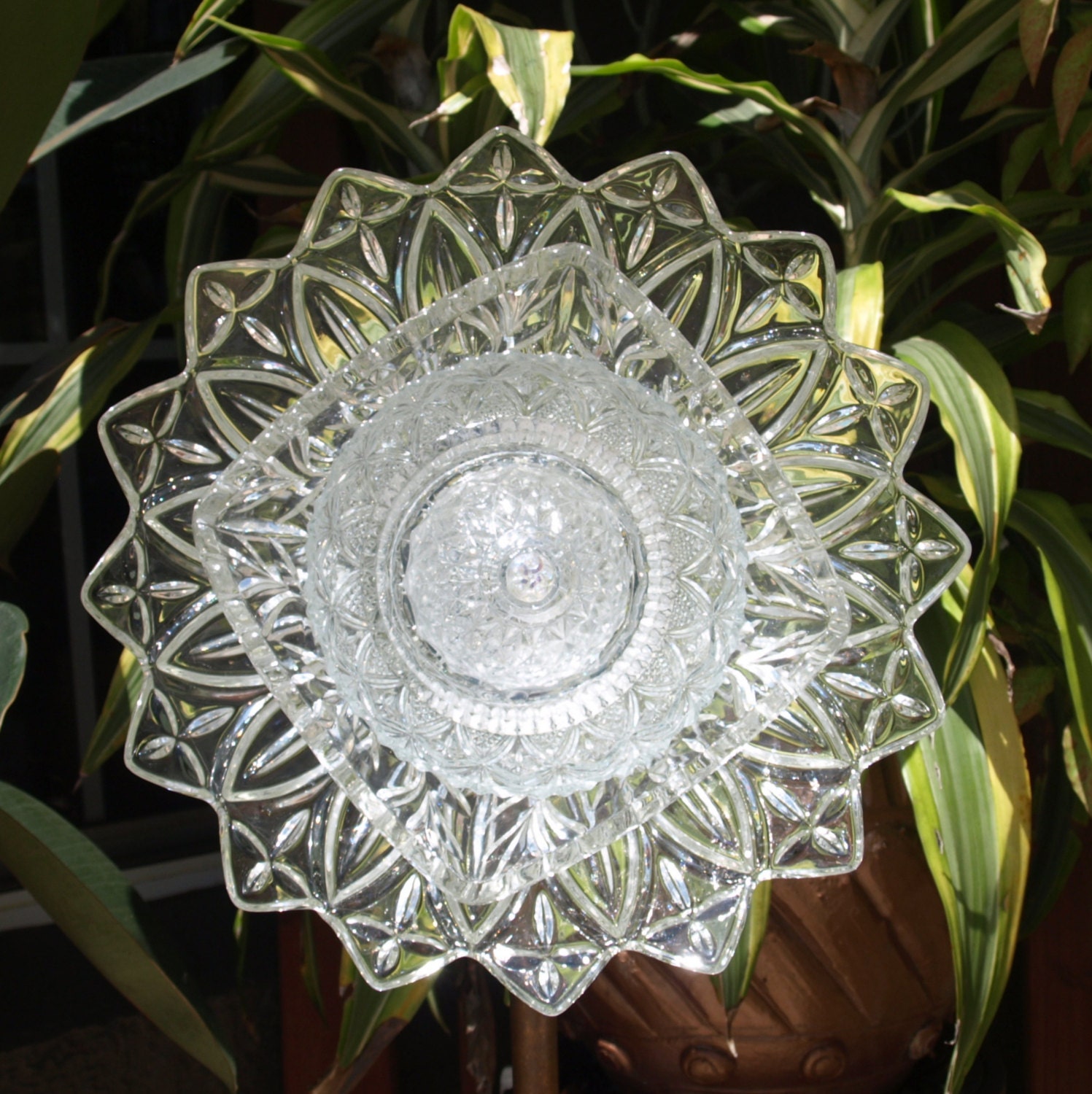 Federal Petal Depression Glass Plate Flower Repurpose
