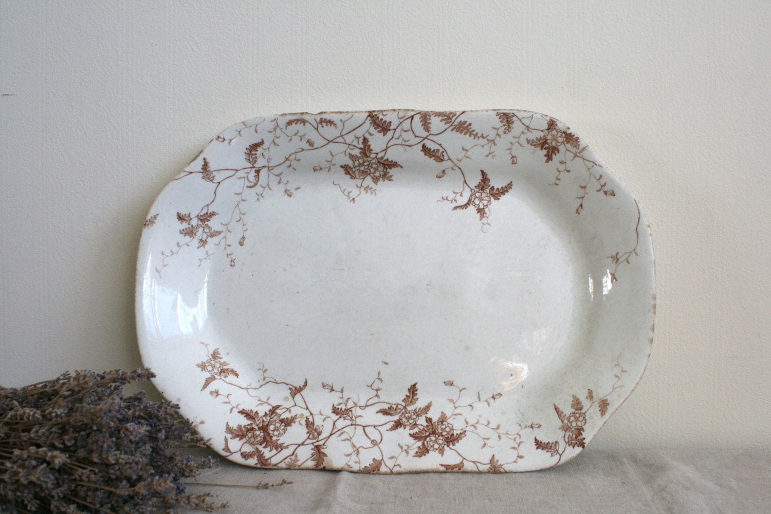 Antique English Brown Transferware Plater