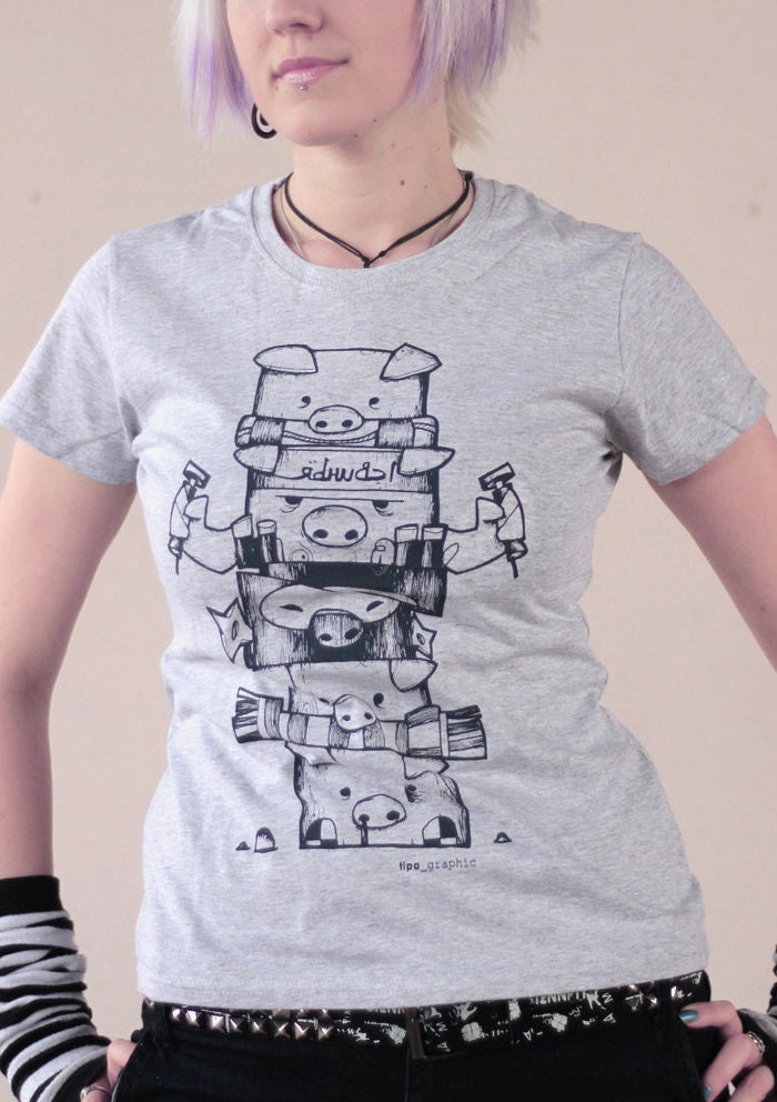 pig totem gray lady t-shirt