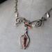 VICTORIAN WISHBONE--Vintage Assembled Victorian Coral Wishbone Charm NECKLACE
