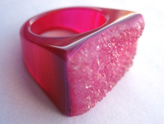 Magenta Geode Druzy Ring. Size 7.5 Rock candy
