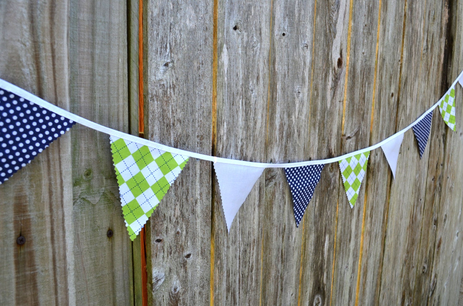 Affordable Mini Pennant Flag Bunting - Navy Blue, Lime Green - Newborn Photo Prop, Nursery Wall Hanging, Baby Shower