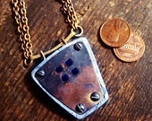 Art Deco Steampunk Industrial Style Hand Forged Brass Pendant Statement Necklace - Mission - Arts and Crafts