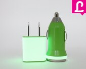 SALE Glow in the Dark Phone Wall Plug and Car Charger - For iPhone and Smartphone Devices