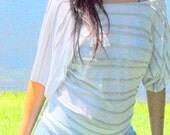 Go Lightly Cotton Yoga Shirt w mini ruffle (white and grey)