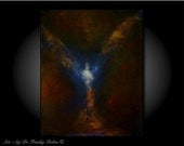 Angel Emerges - Canvas Original 19 x 13 Hand Embellished Painting by Award - Winning Fae Factory Steampunk Chic Eco Artist, Dr Franky Dolan