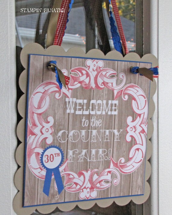 Blue Ribbon Bash Collection: Square Scallop Door Sign. Party Sign. Door Sign. Welcome Sign. Birthday Sign. Fair. Il_570xn
