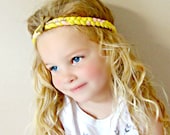 Braided Jersey Headband - Boho Headband with Crystals and leather bow