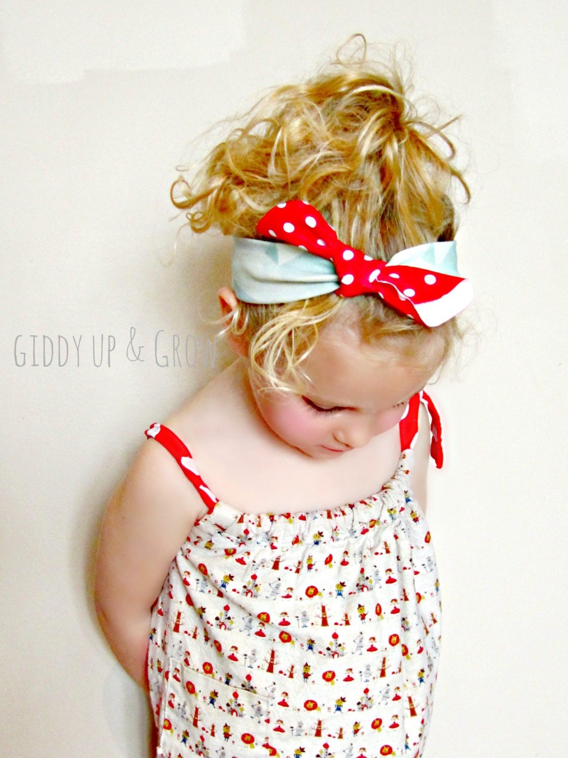 Turban Headband, Giddy Up and Grow headband, Organic Cotton Knit, Mint Triangles Print