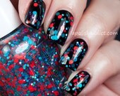 Glitter nail polish - "Bright Young Things" blue, orange, teal glitter nail polish