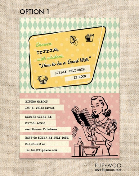 Retro Housewife Shower Invitation by FLIPAWOO  - Customized Printable File