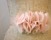 Organza, Chiffon and Tulle Ruffled Belt in Light Blush (Style No. 21) Bridesmaid Sash