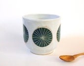 Blue Green Ceramic Pinwheel Planter/Cup