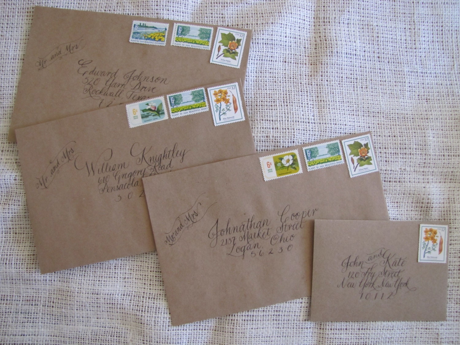 Custom Hand Written Modern Salutation Calligraphy for Wedding Invitation Envelopes White Ink on Kraft Paper