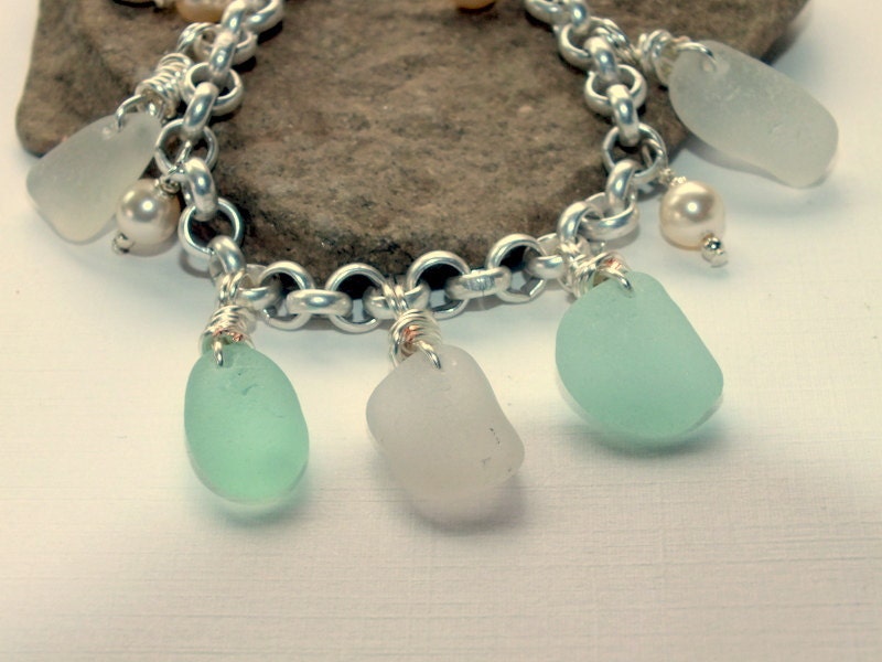 Sea Glass Bracelet Multi Colored Beach Glass Lake Erie