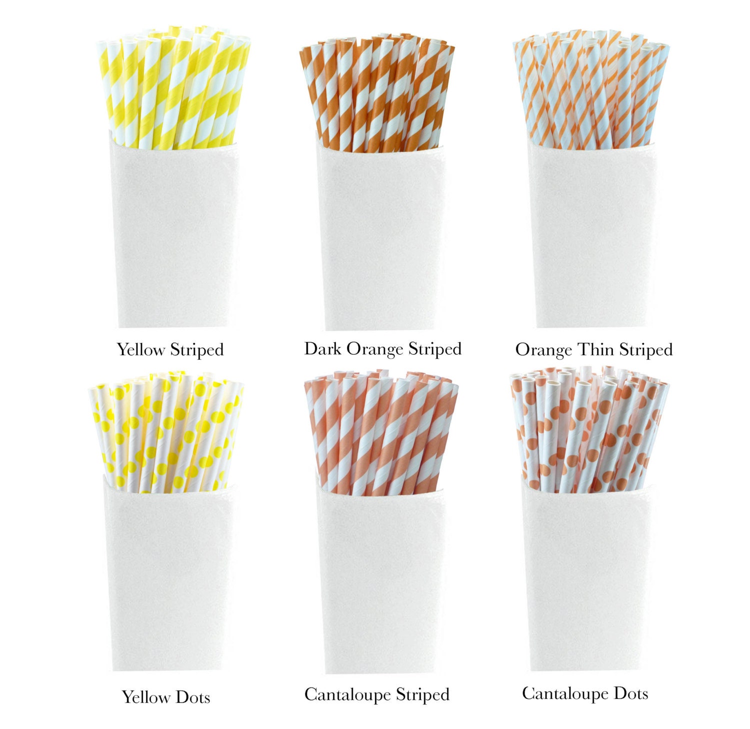 Paper Straws Oranges and Yellows