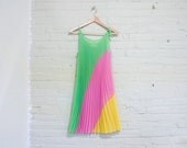 Vintage 1960s Colorblock Pleated Dress