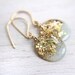mint earrings with gold leaf and glitter on 14k gold filled earwires - resin drop earrings