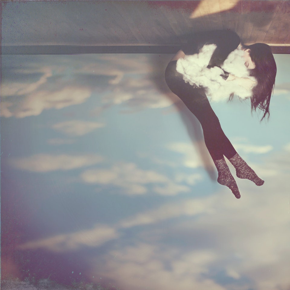 A Dream like Mine - 5"x5" Fine Art Photograph Print ( girl whimsical cloud sky ) - AudreySimper