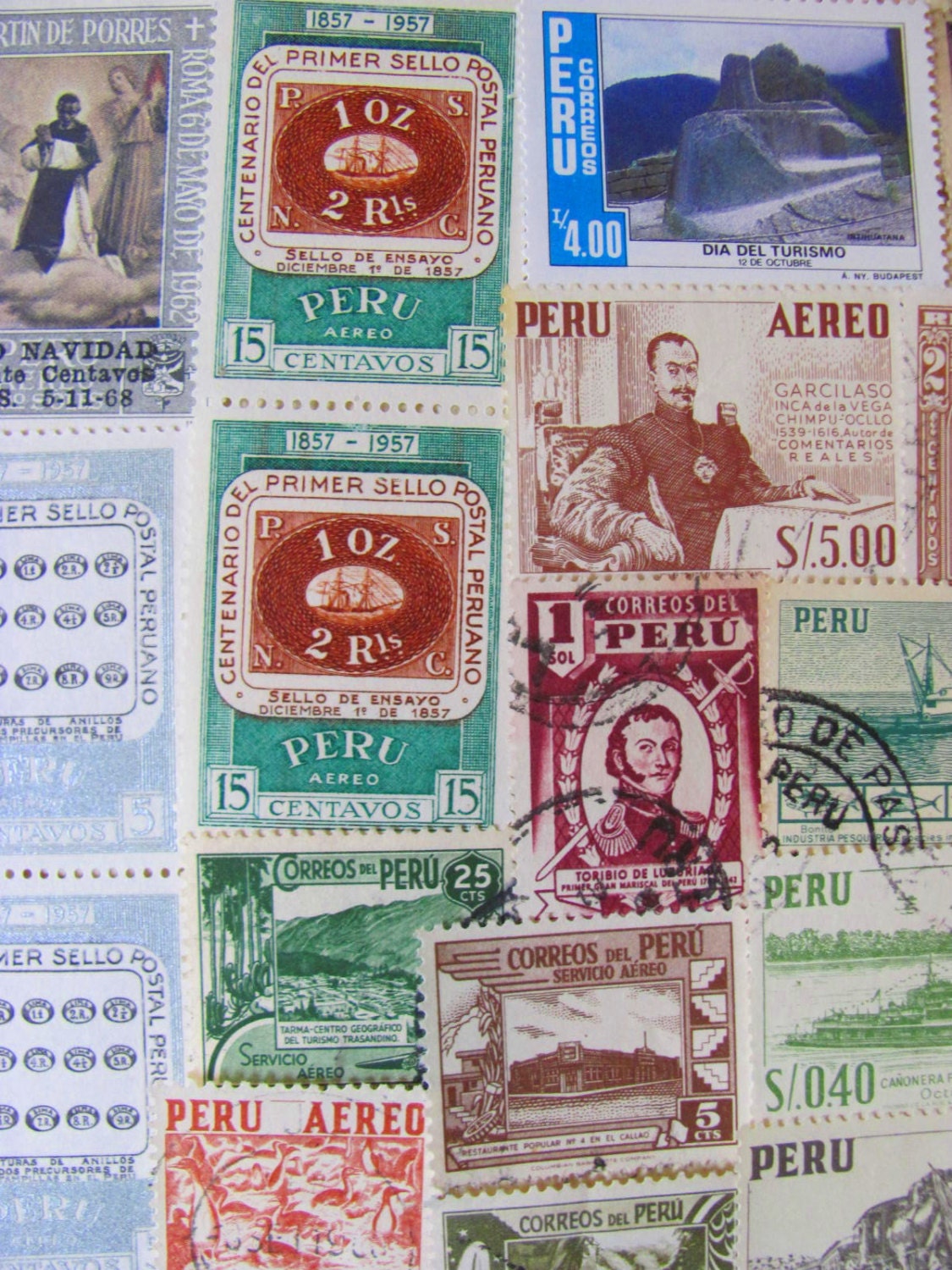 Incan Empire 50 Vintage Latin Love Worldwide Peruvian Postage Stamps Philately Republic of Peru South America Andes Lima
