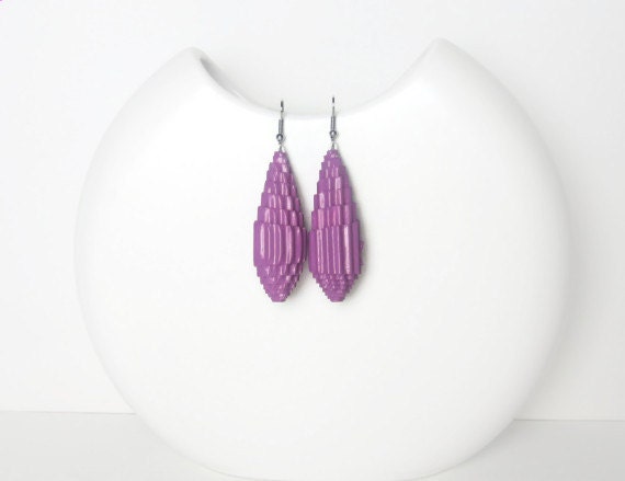 African violet: Drop Earrings - made of cardboard