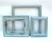 Dove Grey Frame Trio - upcycled shabby cottage chic - 3 wooden frames painted in soft grey gray - Paris apartment country cabin bungalow