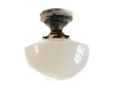 Large Mid Century Ceiling Semi Globe Glass Ceiling Fixture